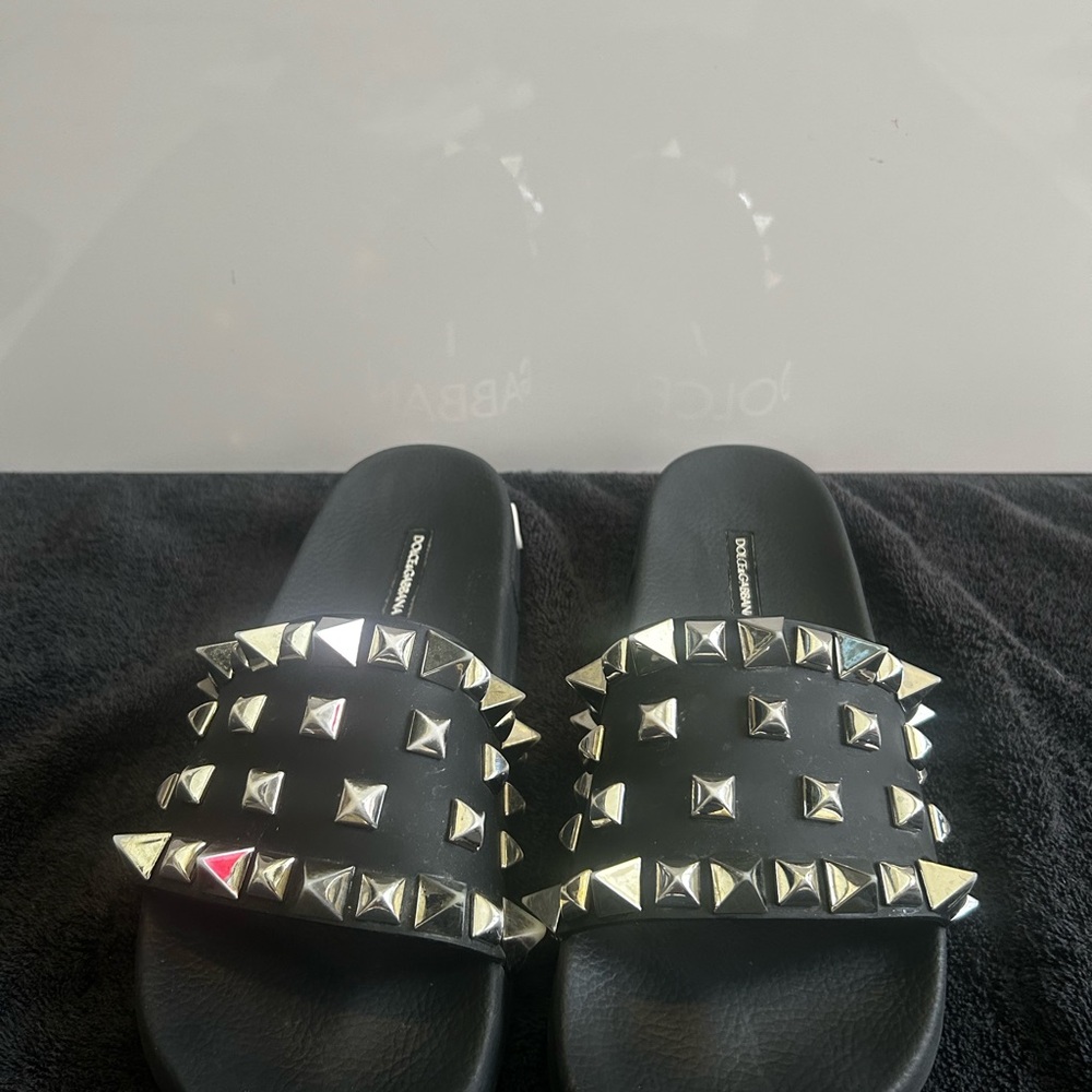 Black Dolce and Gabanna Slides with Silver Studs